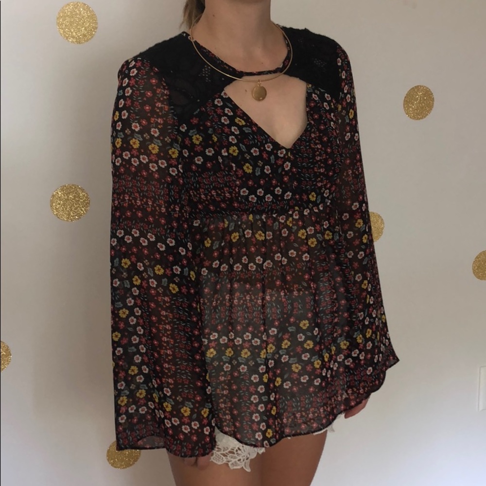 Black Blouse with flowers